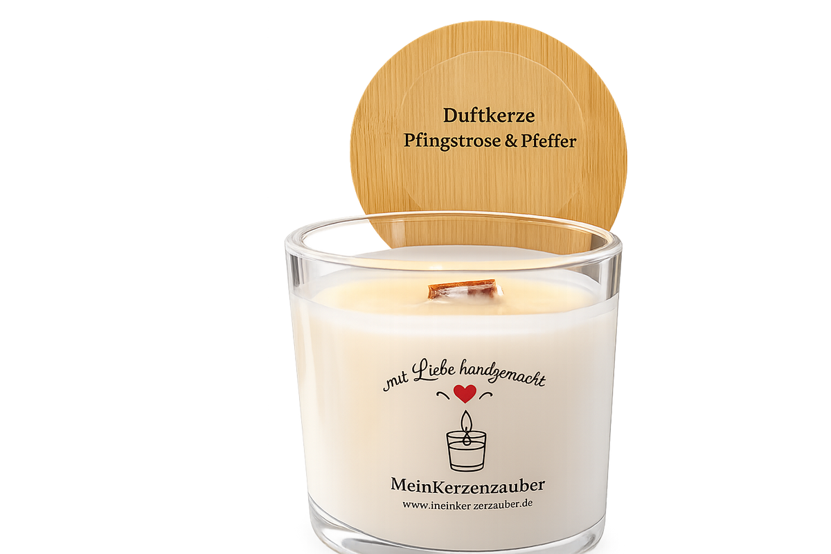 Duftkerze Pfingstrose & Pfeffer Mittel (140g) - MeinKerzenzauber